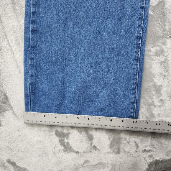 Shein Jeans Womens M Blue Mid Rise Wide Leg Stretch Denim Medium Wash Faded - Picture 11 of 12